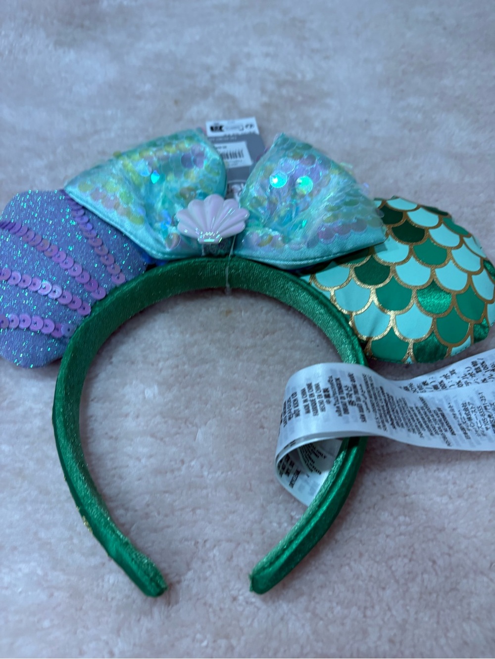 Disney Mermaid Sequin Ears Headband in Green, Purple, Teal. Disneyland Paris
